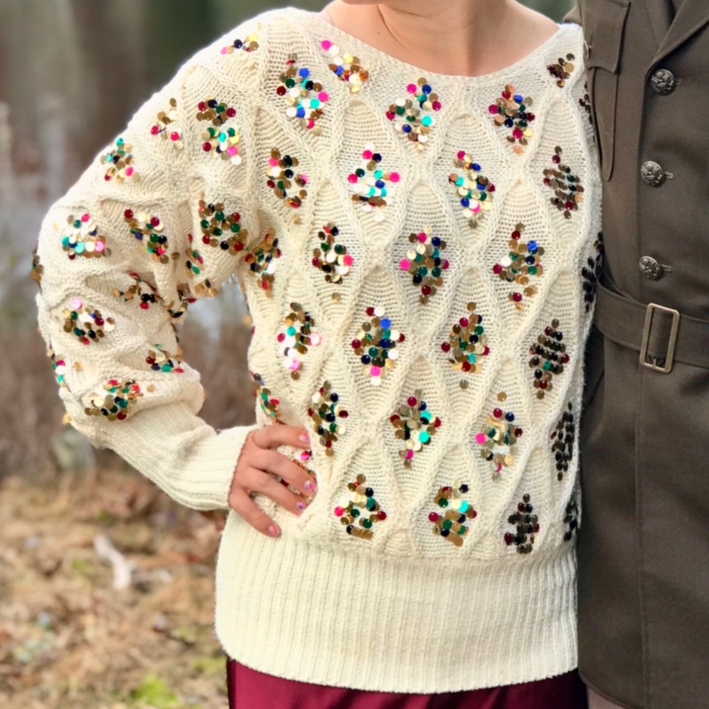 Lara sequined fisherman Christmas or New Years sweater